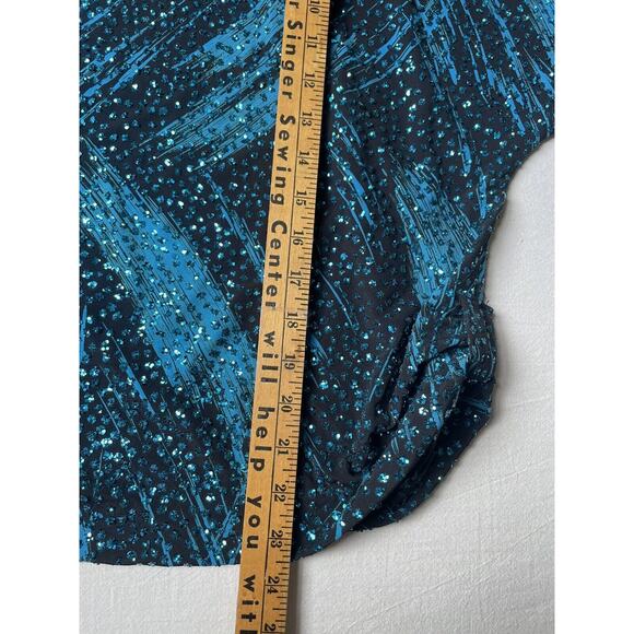 Vintage NUIT I Magnin Women’s Shirt Blouse Blue Sparkle Glitter Made In USA 80’s - Picture 8 of 8